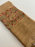Pure Tussar Silk With Katha Work and Embroidery Buttas in Premium Finishing🦋 🌹-JU16