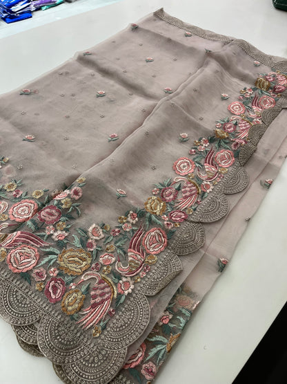 Embroidery Organza premium Saree