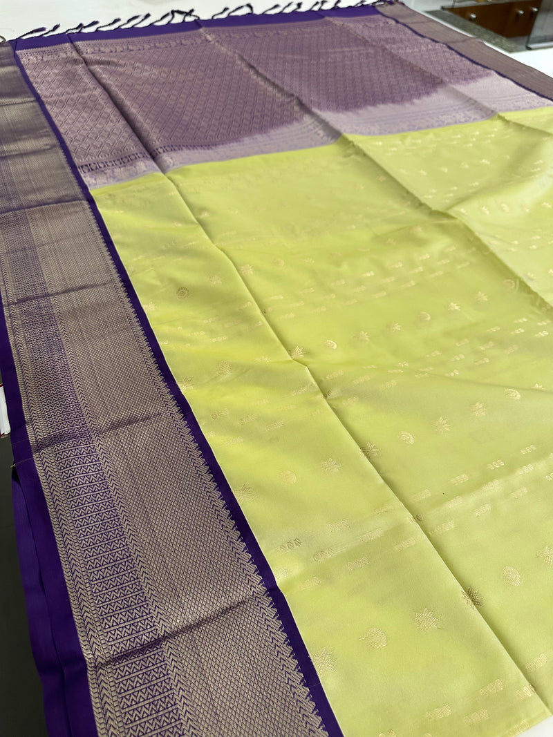 🌹4 shades of semi kanchi soft silk sarees in beautiful combinations in contrast blouse🌹