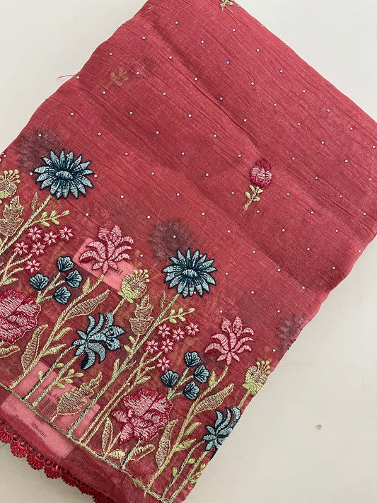 Organza Fancy Saree Embroidery
