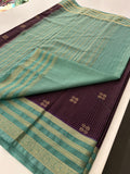 Semi Mysore Silk Checks Saree with Butta-AU16