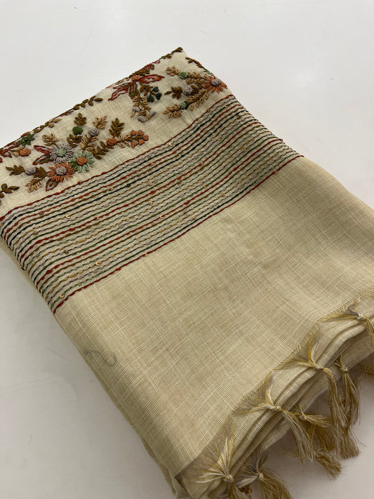Linen designer embroidery
