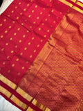 RANI PINK GOLD JARI MICRO CHECKS AND SMALL BUTTIES WITH BENTEX BORDER PUREMIX KANCHI SILK SAREE