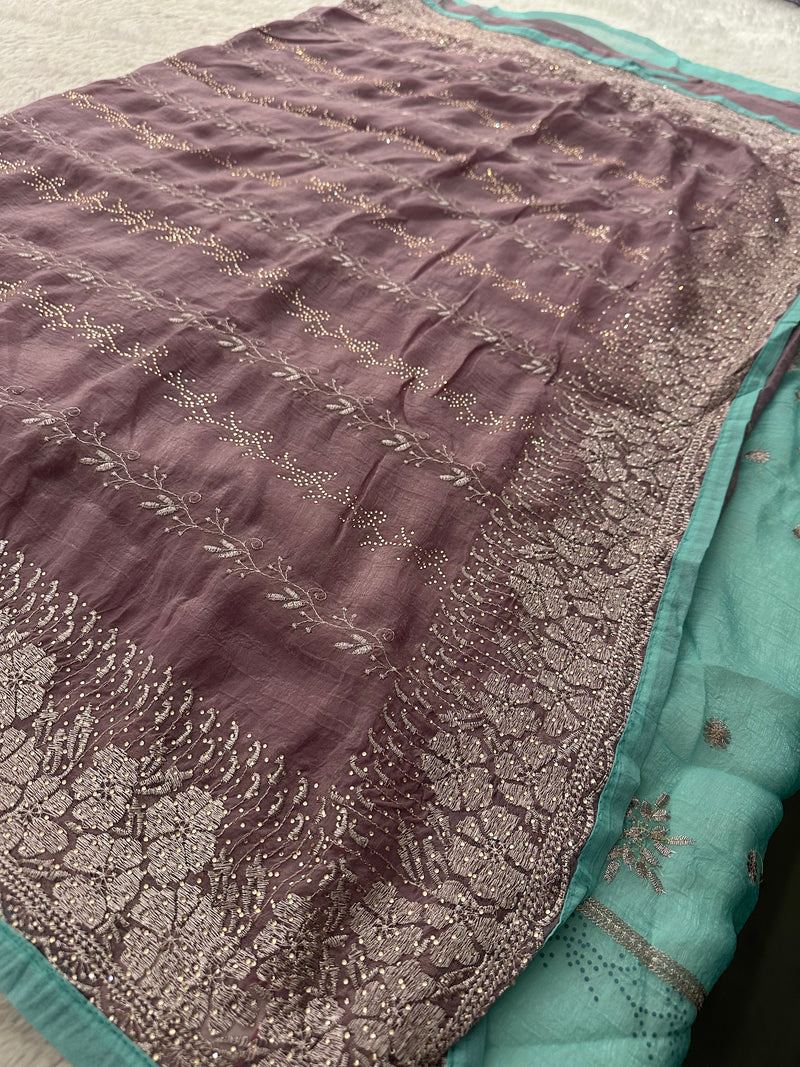 Work Organza Saree-JU12