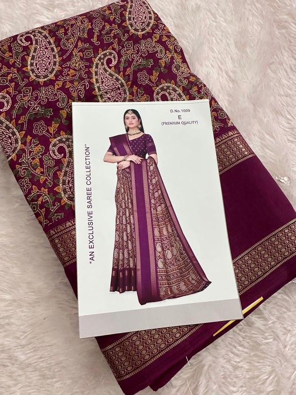 🌹New Launch🌹
Printed Vintage Style Crape Chiffon Sarees in Beautiful Bentex Border Style 🌹
-JU16