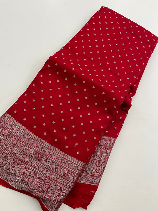 Ju9 Banarasi Crepe Silver