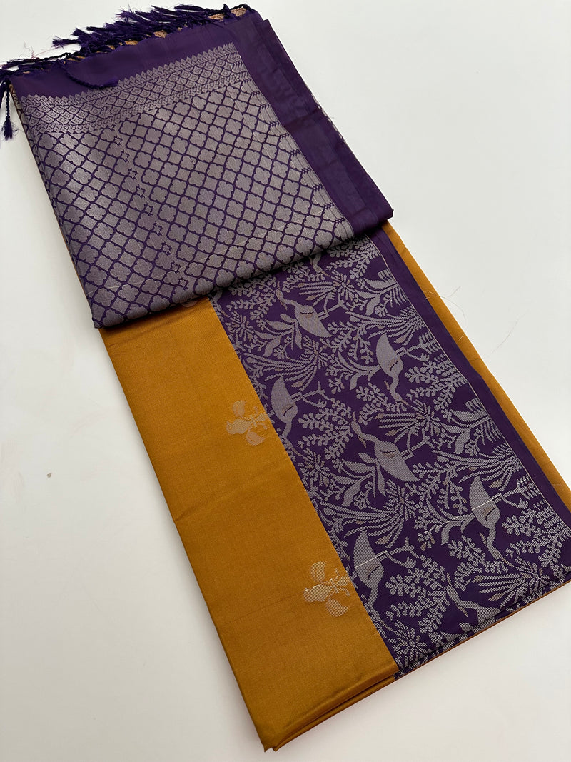 New Semi Soft silk Sarees From Kanchi in beatiful Borders-JU20
