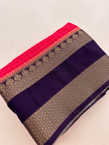 Crape silk fancy checks