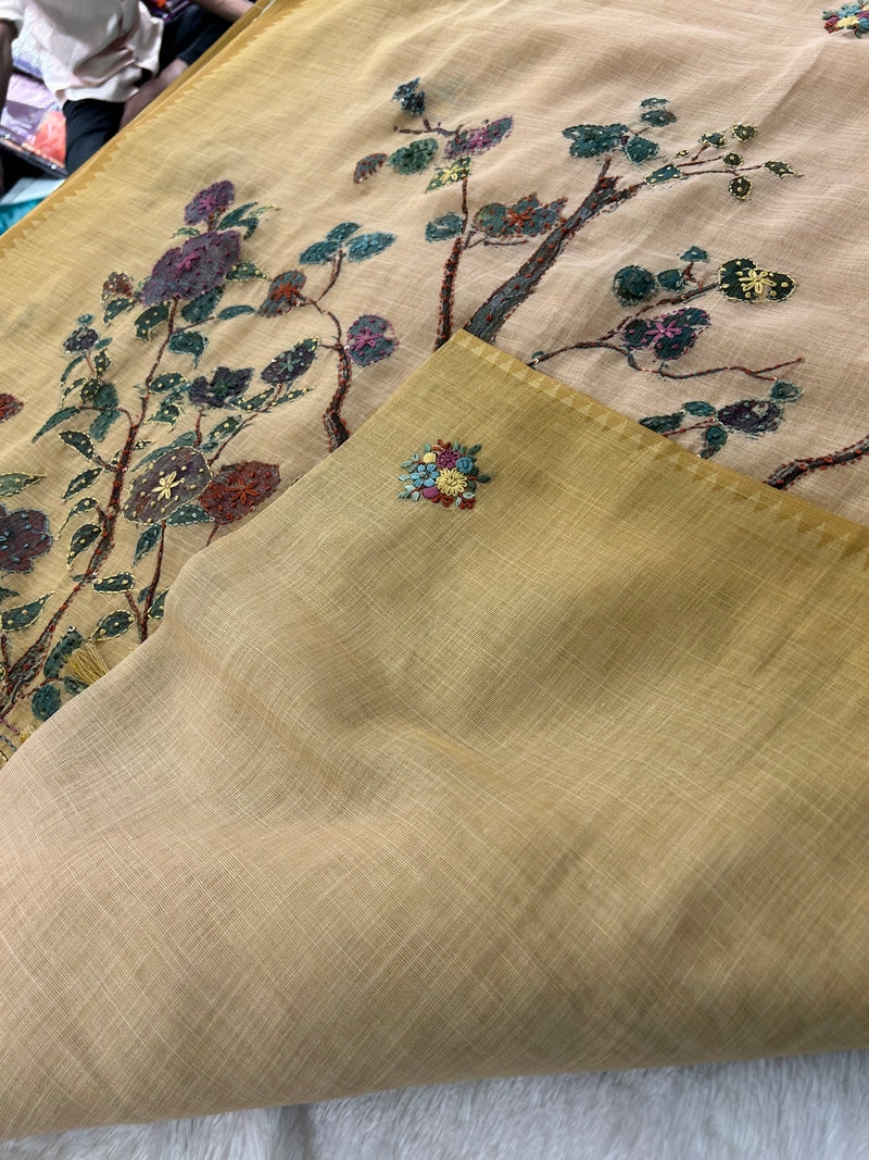 Linen Knot Work Fancy Saree-M15