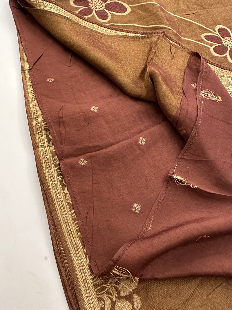Light Brown Floral Designer Saree AU26