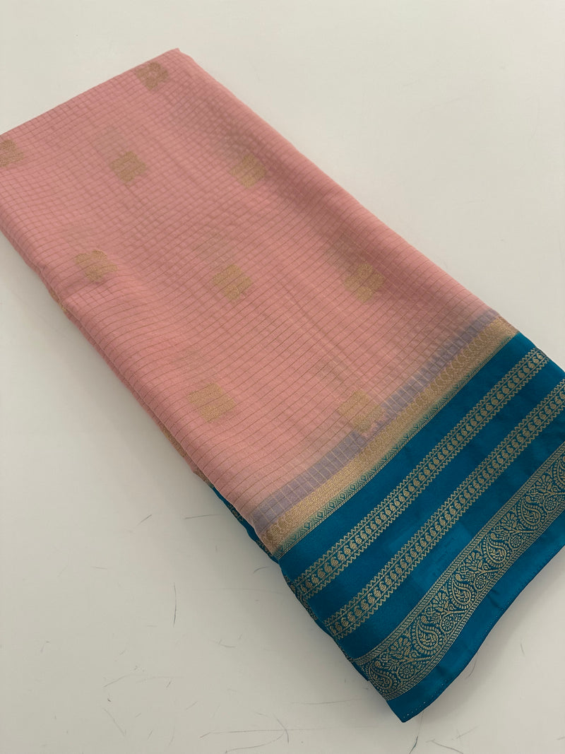 15 Days Pre Booking -Semi Mysore Silk in beautiful color combinations,, comes with contrast border,, and contrast blouse piece🌹