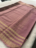 Semi Crepe Checks Saree - Brown x Pink AU25
