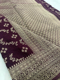 Rust Heritage Linen Designer Saree with Butta Design 🌹-AU2