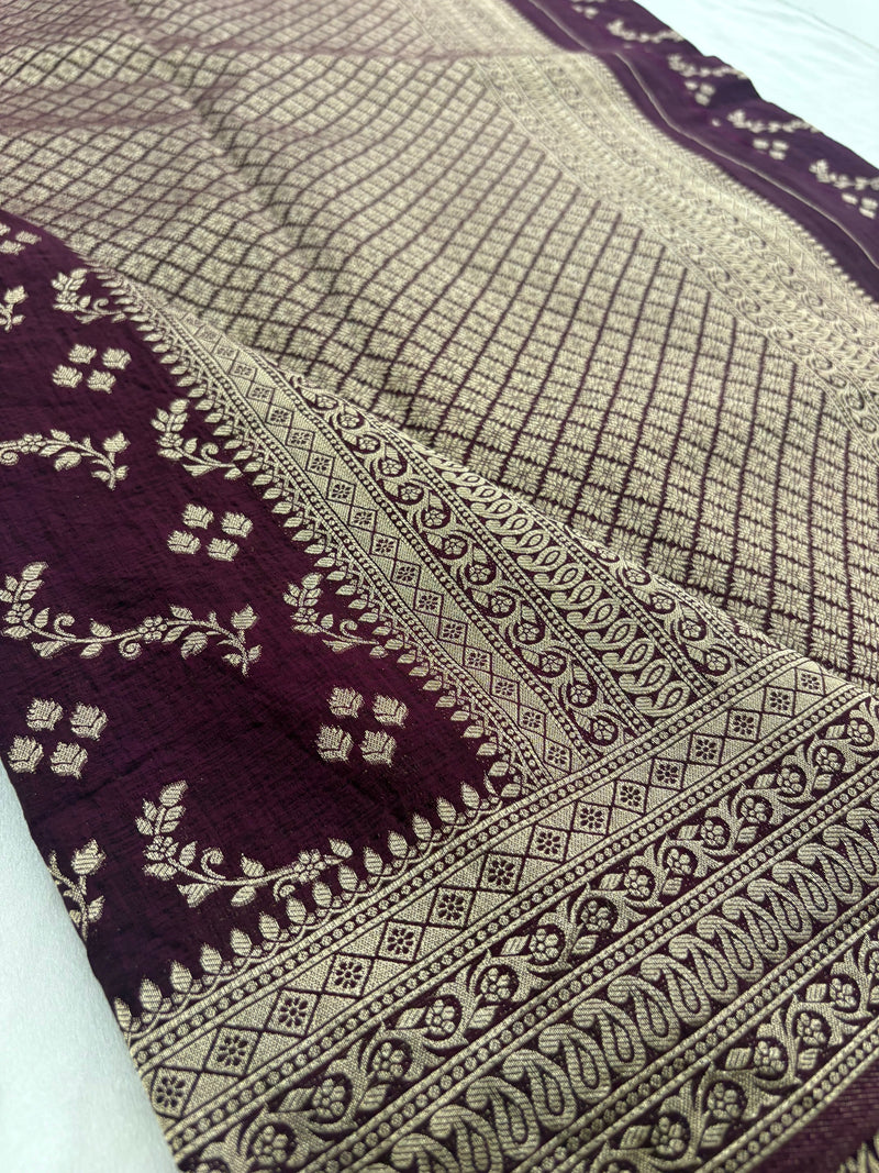 Rust Heritage Linen Designer Saree with Butta Design 🌹-AU2
