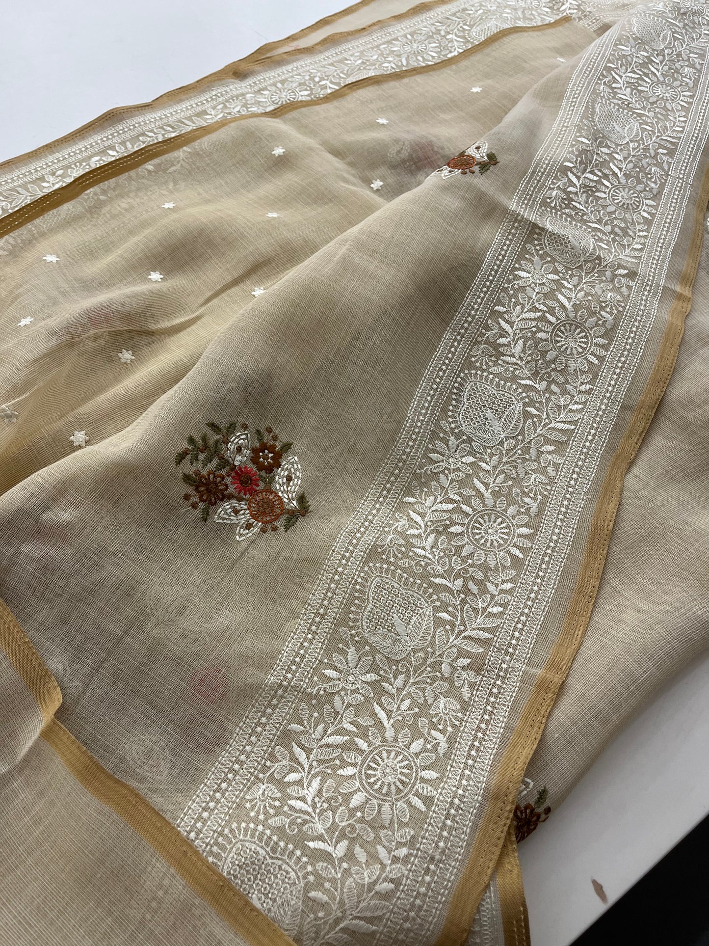 Linen cotton Fancy saree
