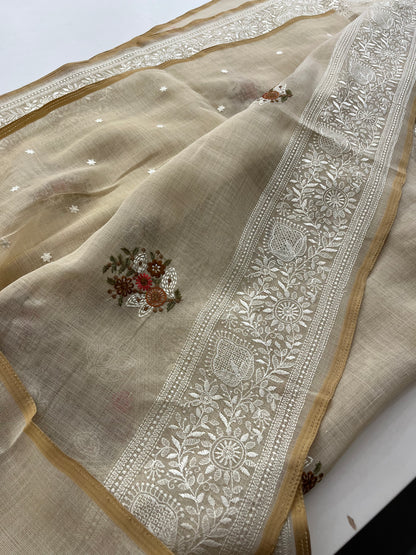 Linen cotton Fancy saree
