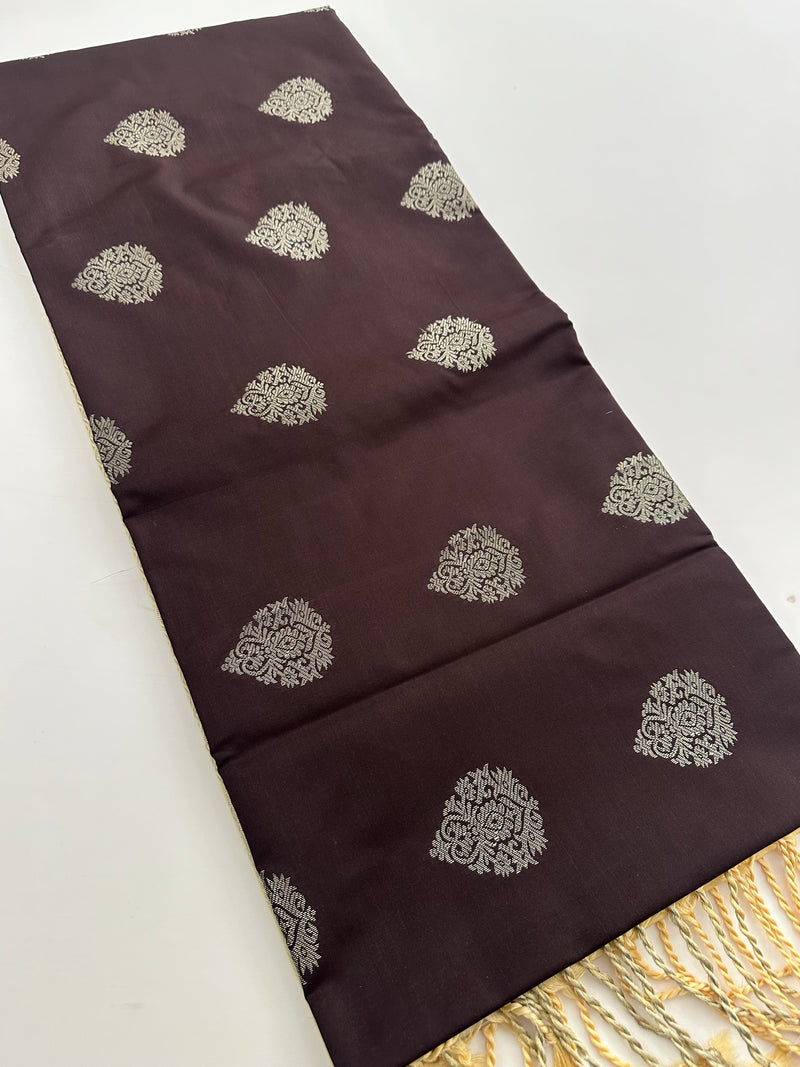 🌹4 shades of semi kanchi soft silk sarees in beautiful combinations in contrast blouse🌹