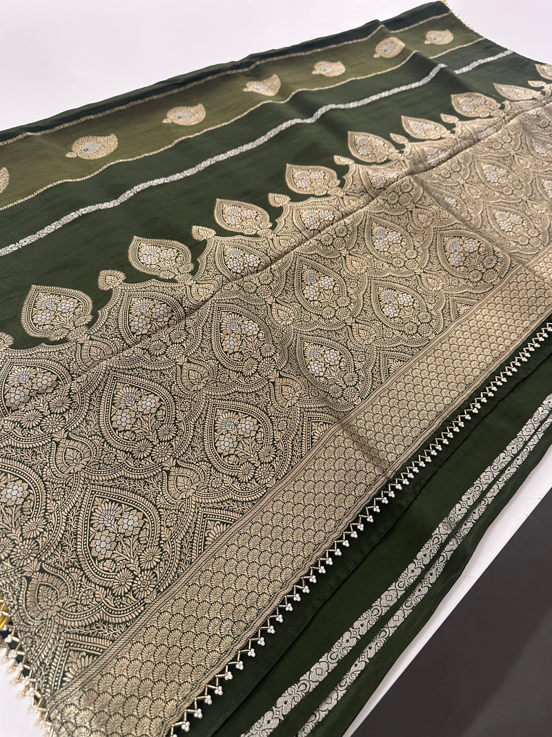 Cut Dana Work Border Chinnon Saree -AU6