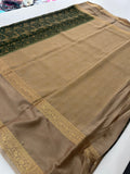 Crepe Silk Brocade Fancy Saree,, contrast border and contrast blouse piece 🌹 - AU10