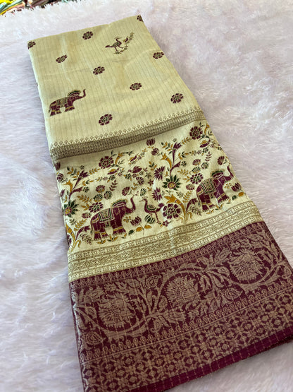 Tussar fancy saree printed
