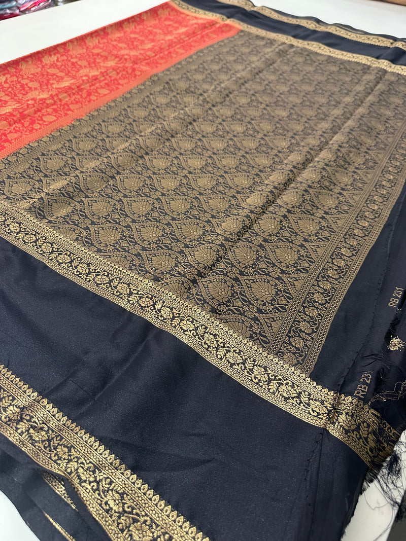 Red x Black Banarasi Crape Brocade(PreBooking Only) 7-10 Days Shipment.