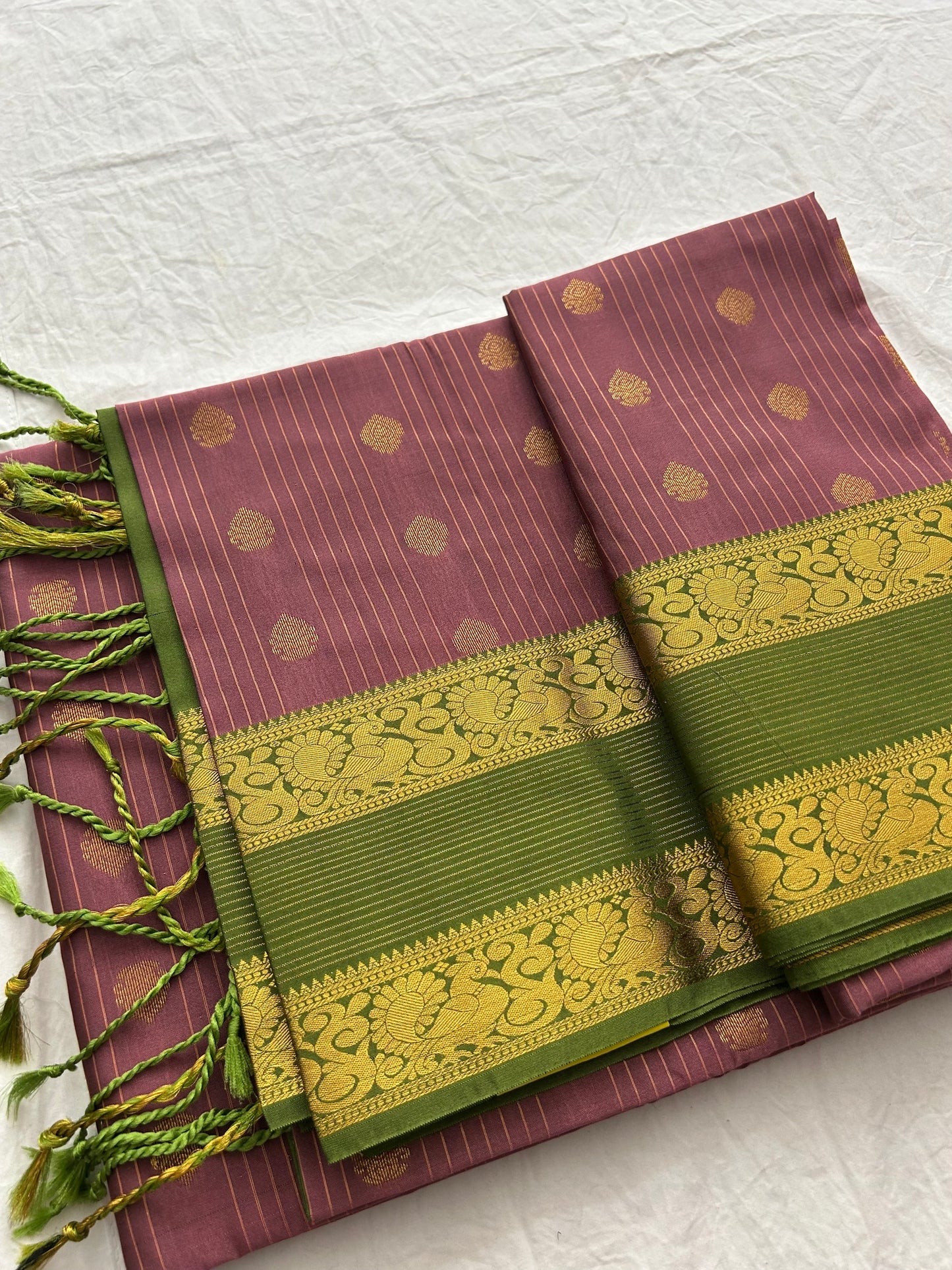 Ananta semi silk saree-Light pink X green