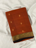 Pure Mix Silk Saree - Rust Orange x Purple - JU23