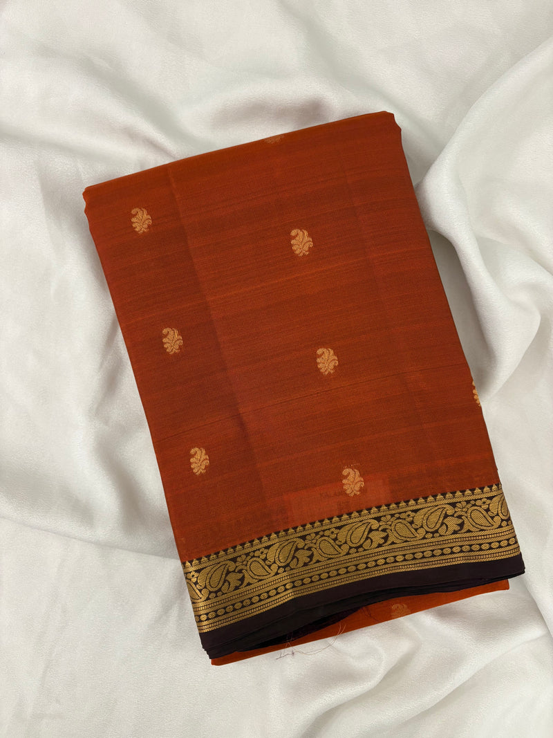 Pure Mix Silk Saree - Rust Orange x Purple - JU23