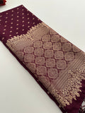 Venkatagiri fancy soft Linen Cotton sarees with self blouse and fancy Border and Butties all over 🌹-AU9
