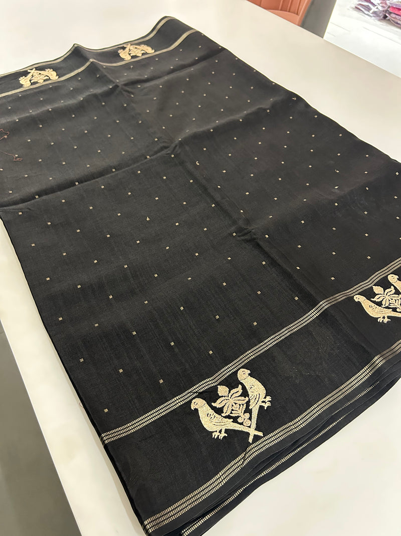 BLACK PREMIUM TUSSAR WORH GOLD WEAVING BUTTAS-M21