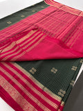 Semi Mysore Silk Checks Saree with Butta-AU16