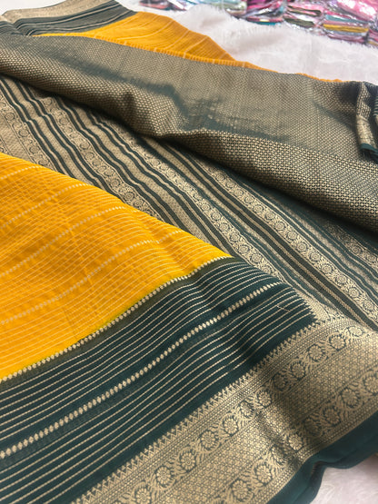 Striped Contrast Semi Mysore Silk