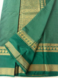 BENTEX BORDER SELF CHEX SEMI CREPE SILK SAREE-GREEN