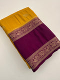 Premium Semi Mysore Silk sarees with silver and gold weavings and contrast blouse piece🌹-AU9
