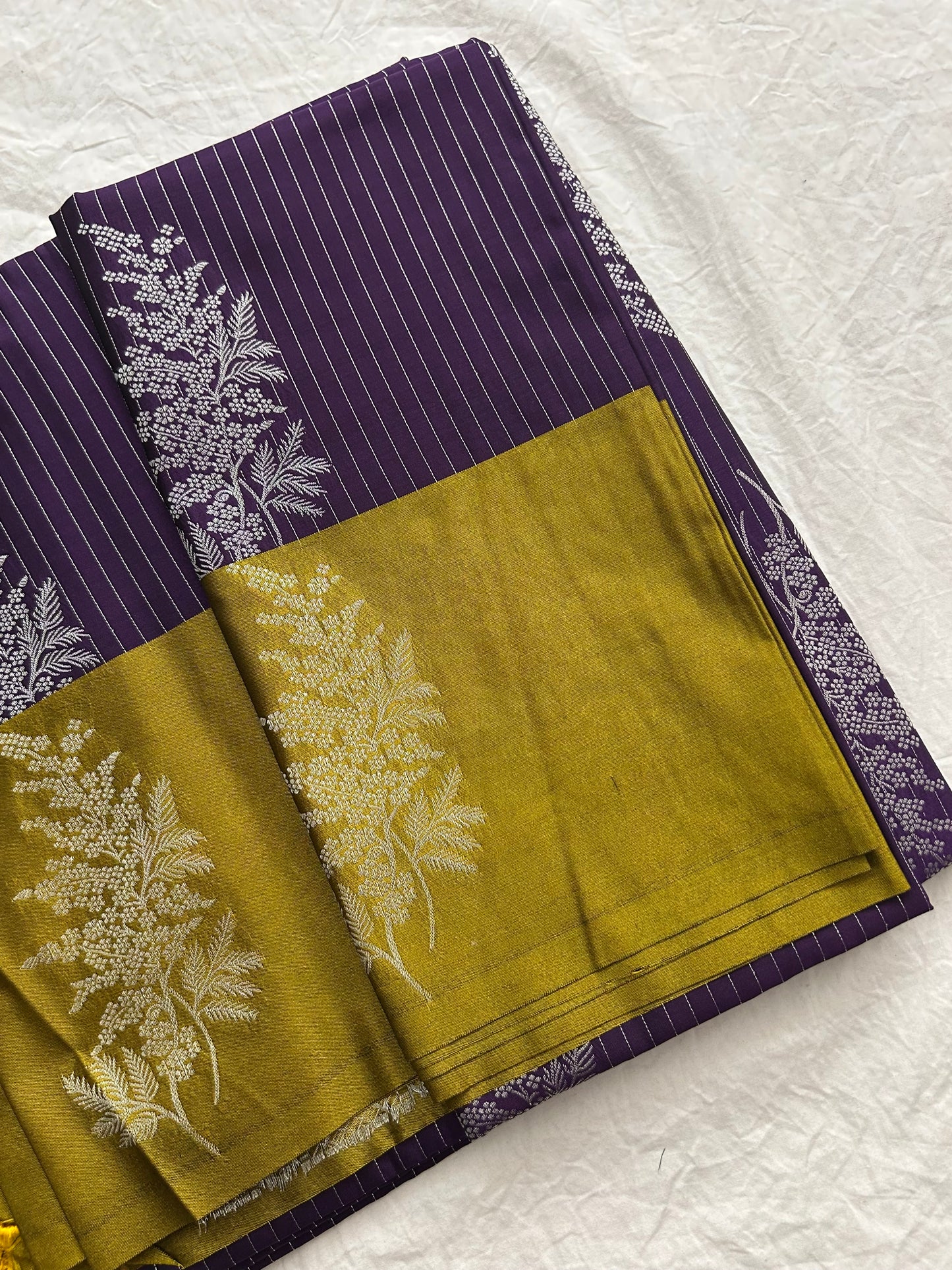 Ananta semi silk saree-Purple X Gold