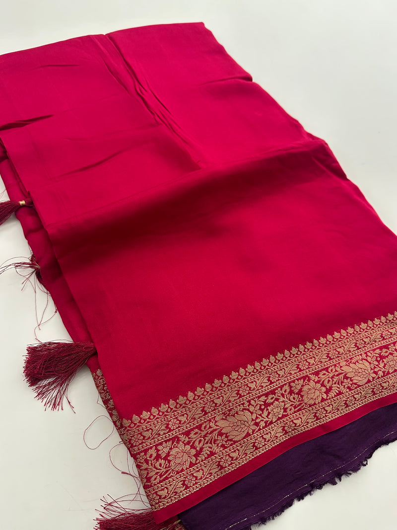 Pink Banarsi Crepe Silk Designer Saree AU26