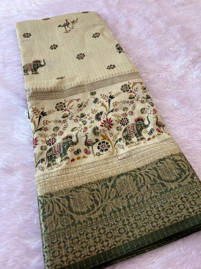 Tussar fancy saree printed