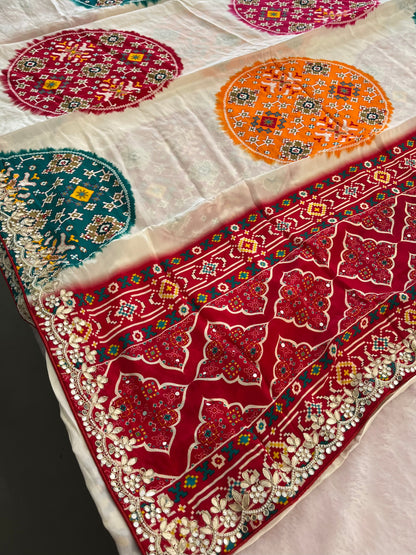 Bandhini Gota Work Gajji Silk Saree