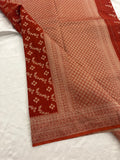 Rust Heritage Linen Designer Saree with Butta Design 🌹-AU2