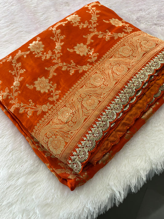 Banarasi Brocade Fancy scallop Border