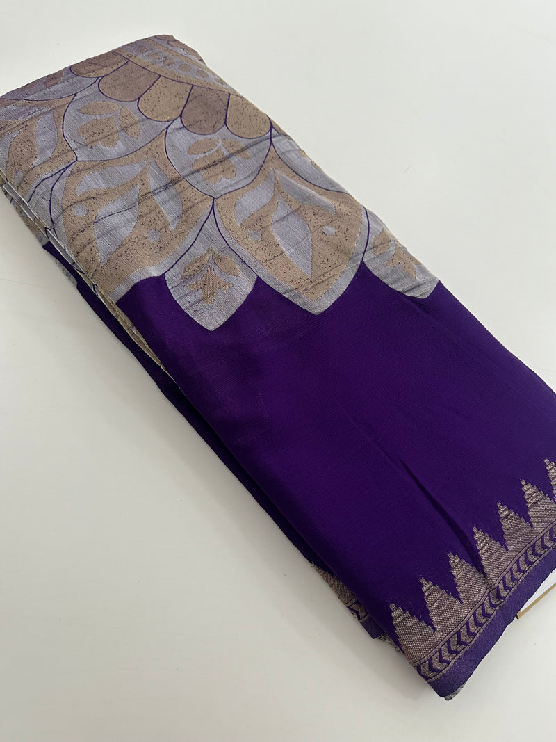 🌹Beautiful Soft Georgette Sarees,, Centric Weaving Big Floral Buttas all over,, self blouse with butties 🌹 JU27