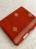 Rust Orange Linen Heritage Designer Saree with Butta - AU18