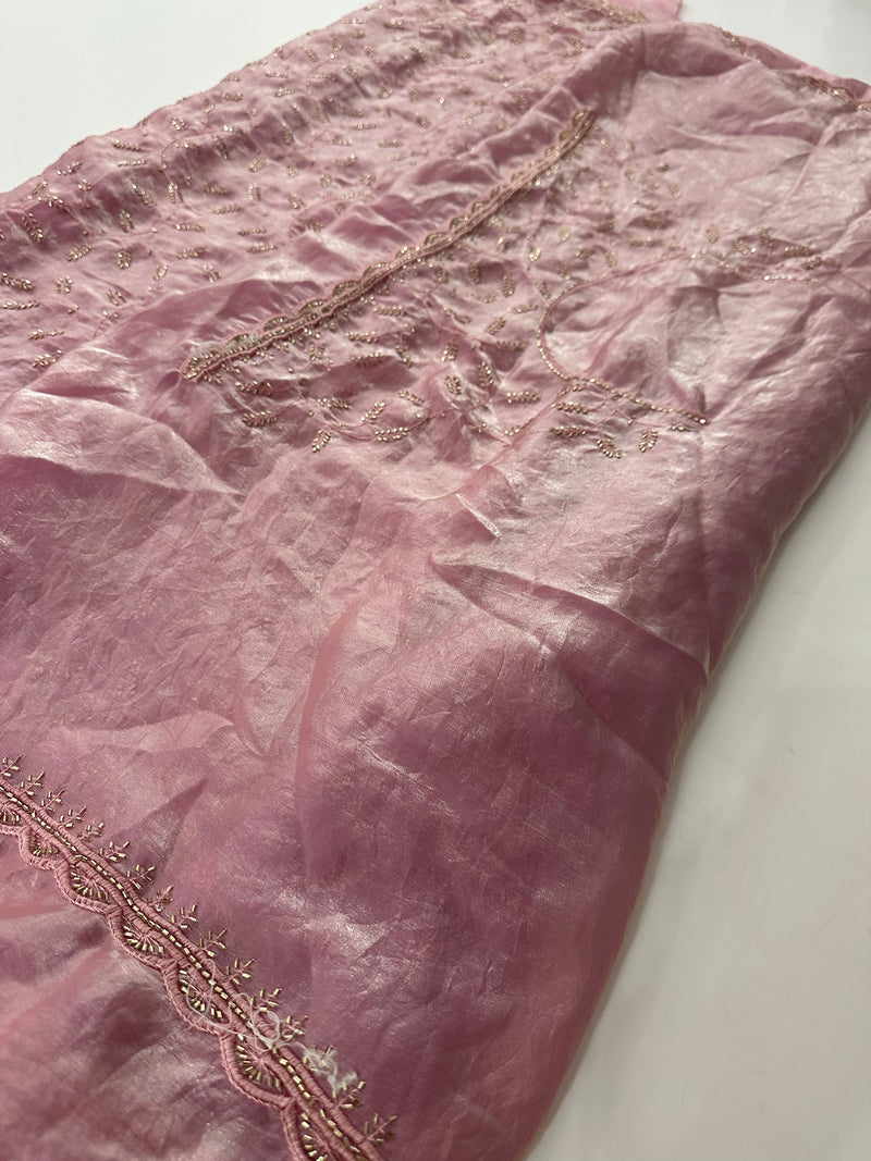 Soft marshmallow, organza fabric  pastel color sarees with work with work, self Blouse 🌹- AU17