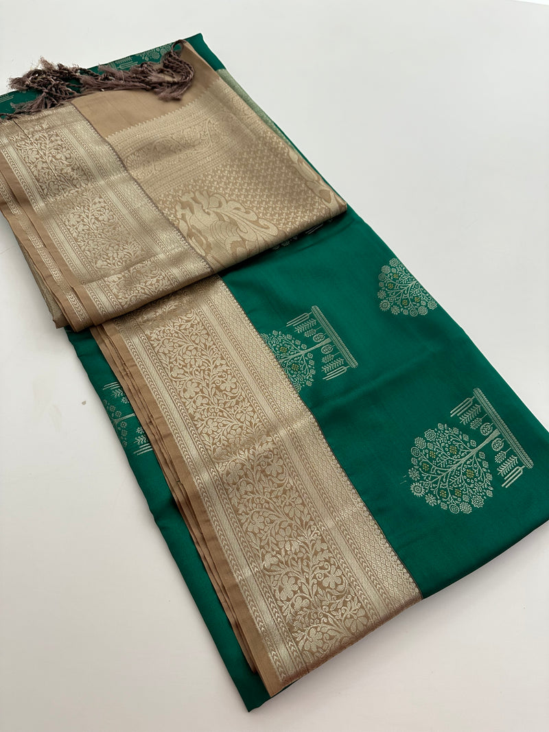 New Semi Soft silk Sarees From Kanchi in beatiful Borders -JU20