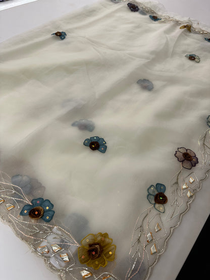 Organza Appliqué Work saree -M27
