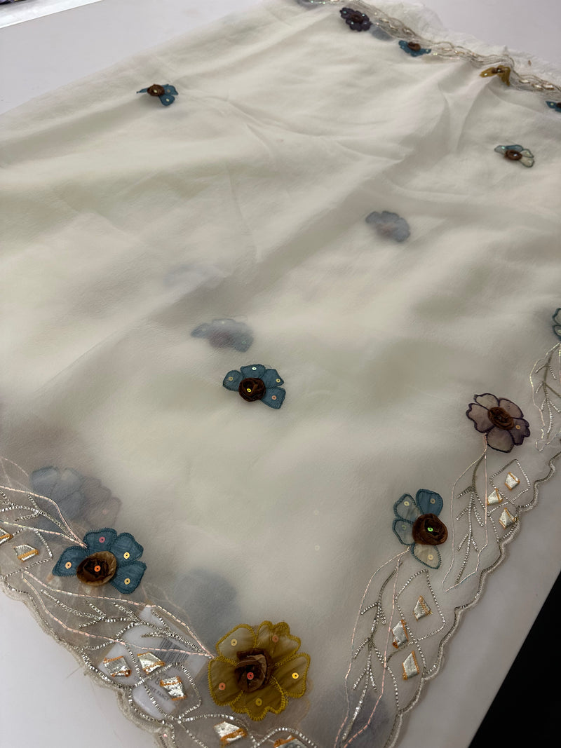 Organza Appliqué Work saree -M27