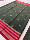 Semi Mysore Silk Checks Saree with Butta-AU16