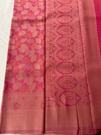 Floral baby pink soft silk saree-JAN2