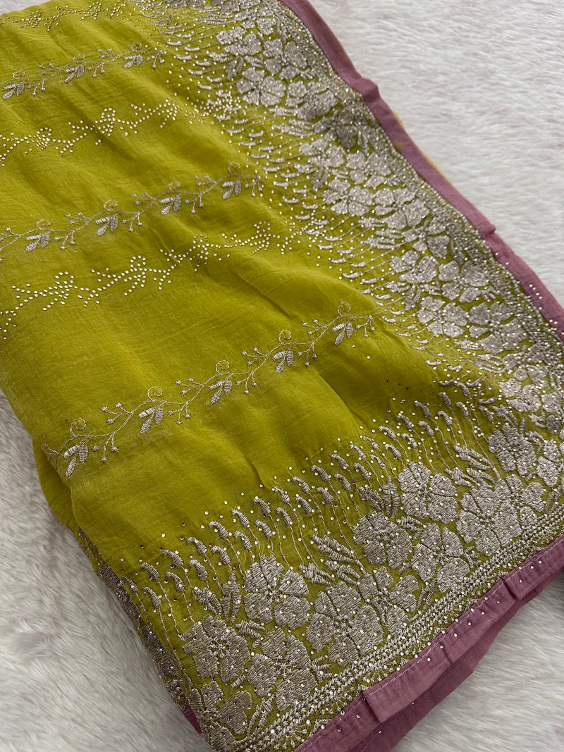 Work Organza Saree-JU12