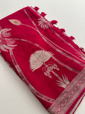 Pure Banarsi Crepe Silk Saree,, silver and gold weaving all over 🌹-AU15